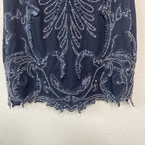 Free People New Times Ice Ice Baby Blue Gray Beaded Mesh Dress Sz S - Picture 6 of 9